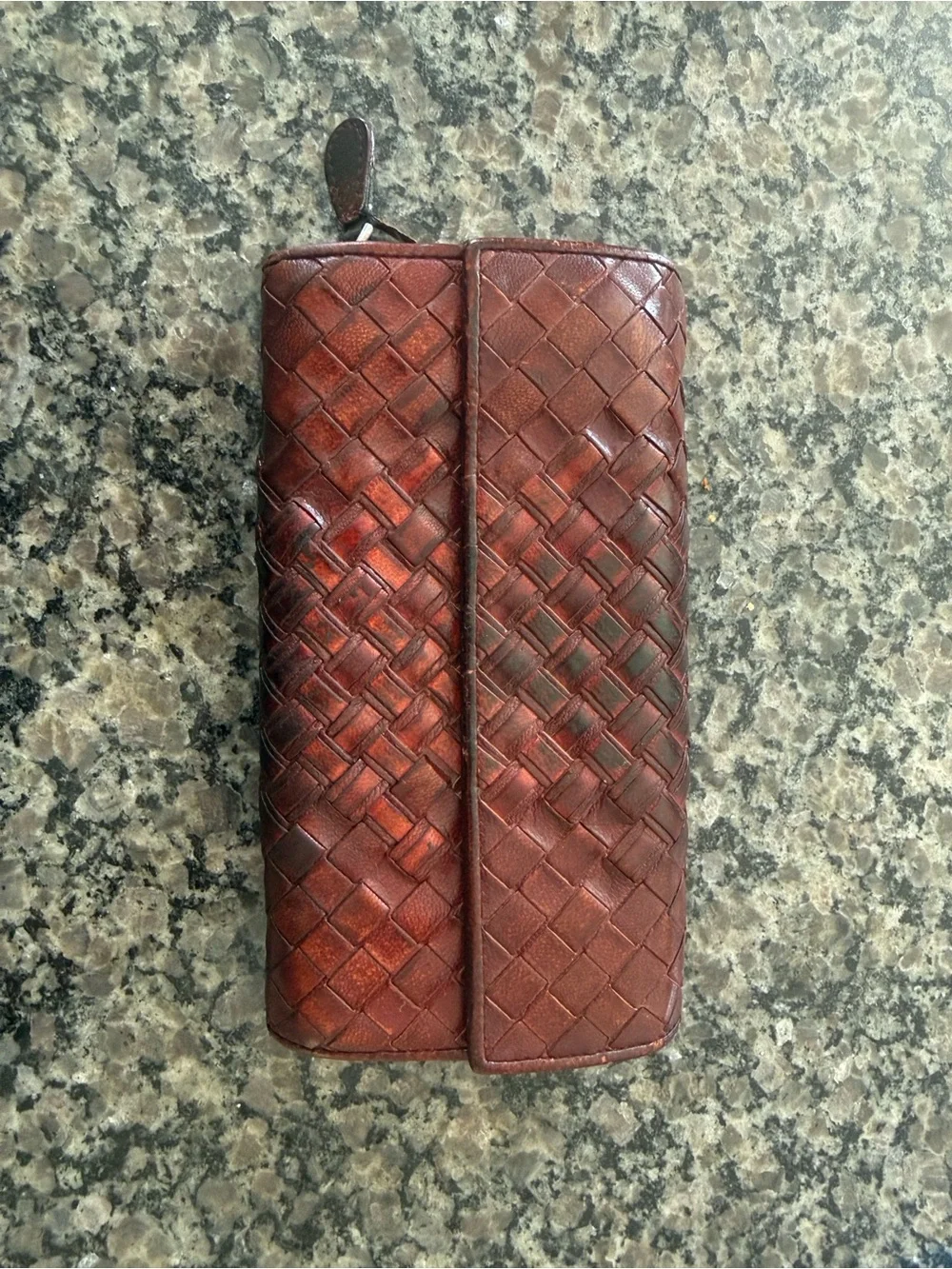 Bottega Veneta Red Leather Interior Fold Wallet